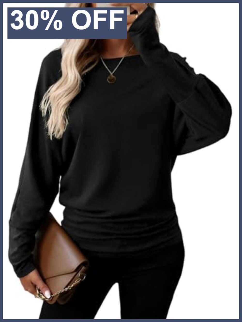 Blouson Dolman Long Sleeve Boat Neck Ruched Hem Top